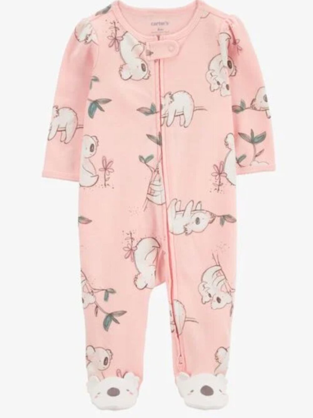 Carter's Baby Girls Sz 6 Months Koala 2-Way Zip Cotton Sleep & Play Pajamas Pink